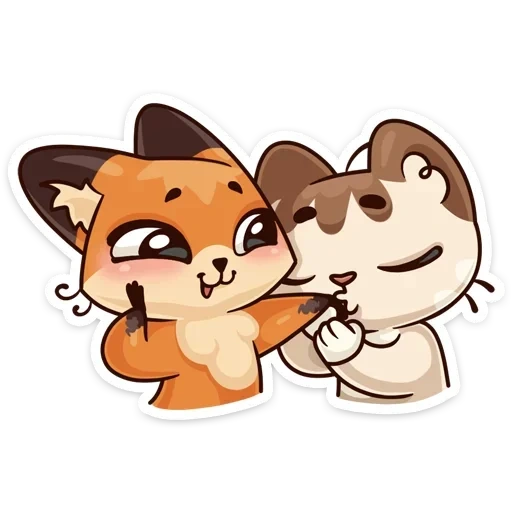 i hug, hugs, cute drawings, cat fox, watsap hugs