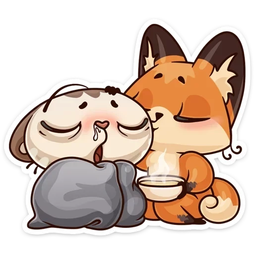 embrace, hugs, cat fox, the fox is a sweet drawing, anima animals cute