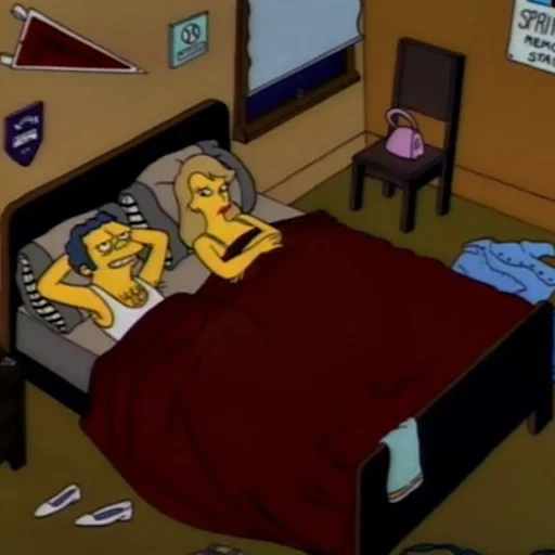 симпсоны, симпсоны гомер и мардж в спальне, барт симпсон спит
