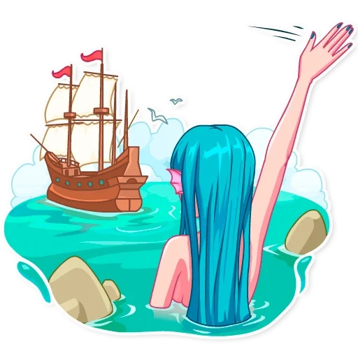 mermaid, mermaid drawing, von sea mermaid vector