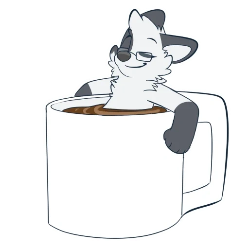 serigala, furi, logo kafe kucing
