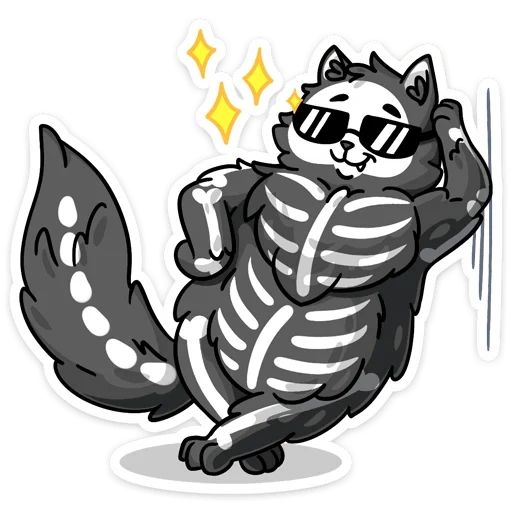 raccoon, snowzhik, skeleton