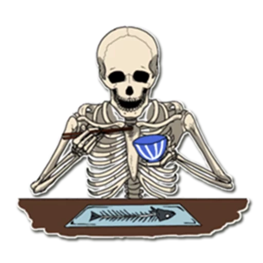 skeleton, cat skeleton, skull sticker