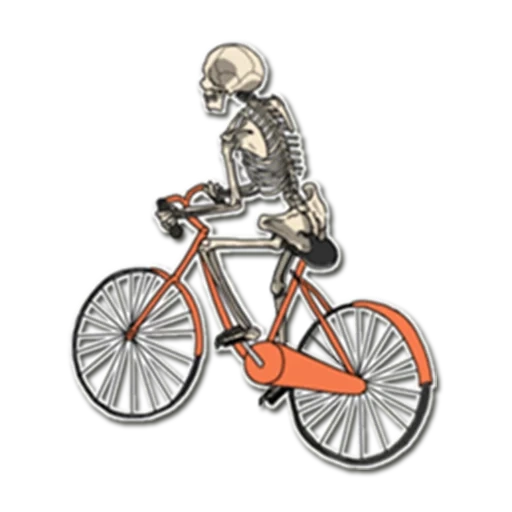 em uma bicicleta, esboço de bicicleta, bicicleta esqueleto, ilustração de ciclismo, o esqueleto do homem é uma bicicleta