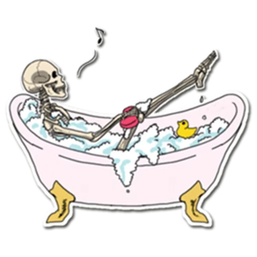 no, baño, esqueleto, dibujo de baño