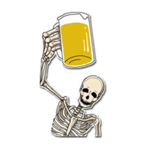 skeleton, lake, beer skeleton, skull sticker