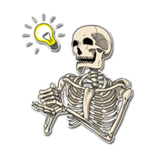 das skelett, the skeleton, aufkleber mit skelett, das menschliche skelett