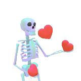 skelett, das ufer der skelette, vaporwave skelett, skelett mit herz, animierter skelett