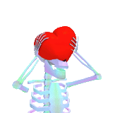 squelette, illustration, squelette de vaporwave, squelette avec le cœur, squelette animé