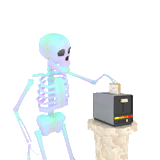 skelett, skelett, das skelett der flexiitis, vaporwave skelett, verdampftes skelett