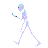 scheletro, scheletro, lo scheletro della flessite, scheletro vaporwave, uno scheletro di personaggi di animazione