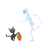 gatto, scheletro, scheletro, personaggi di scheletri, uno scheletro di personaggi di animazione