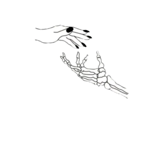 gênero do rei teta, duas mãos se estendem uma para a outra, mão de esqueleto, mãos se estendem um para o outro, esboço tatuagem dois