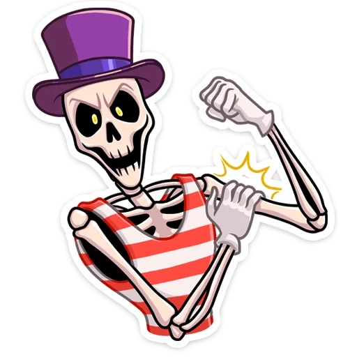 skeleton, character, mr skelly, skull sticker