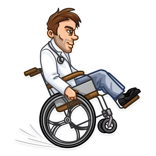 médico, doutor cético, cadeira de rodas, cadeira de rodas, cadeira de rodas