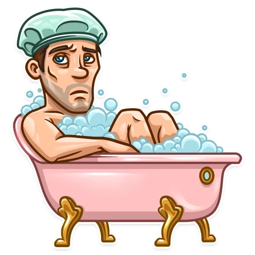 baignoire, pape, prends un bain, ciseaux à laver, illustration pour homme dans la salle de bain