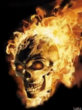 squelette de feu, ghost racer, le crâne raide est en feu, ghost racer 2, animation du squelette de feu