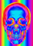 scull, psychedelika, crânio de neon, crânio multi colorido