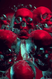 череп, психоделика, кровавый череп, trío calaveras, красная гифка череп