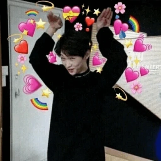 jungkook, jungkook bts, meme de niños callejeros, corazón de jungkook, felix stray kids heart