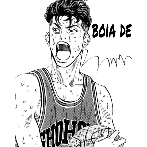 slam dunk, quadrinhos de miyagi, rebote de quadrinhos, basquete de quadrinhos, cartoon de arremesso de coroa