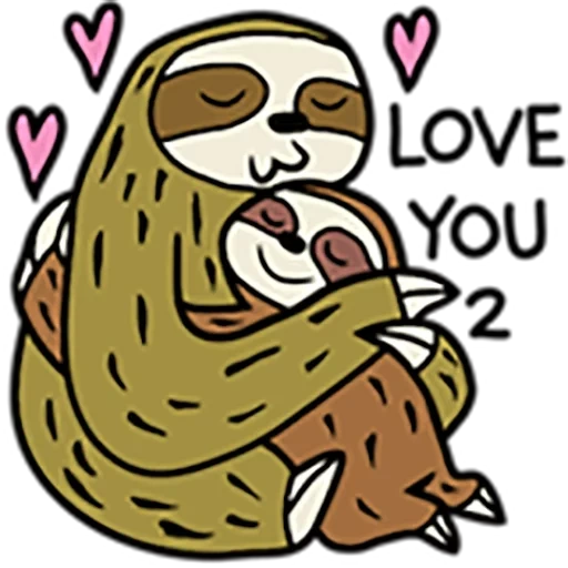 pigrizia, caro pigro, cuore più lattimo, disegni di bradipi carini