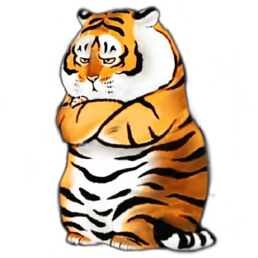 тигр милый, пухлый тигр, пухлый тигр арт, тигр иллюстрация, недовольный тигр