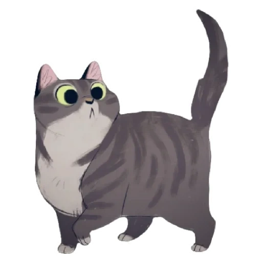 кот, кошка рисунок, мультяшный кот, иллюстрация кошка, серая кошка рисунок