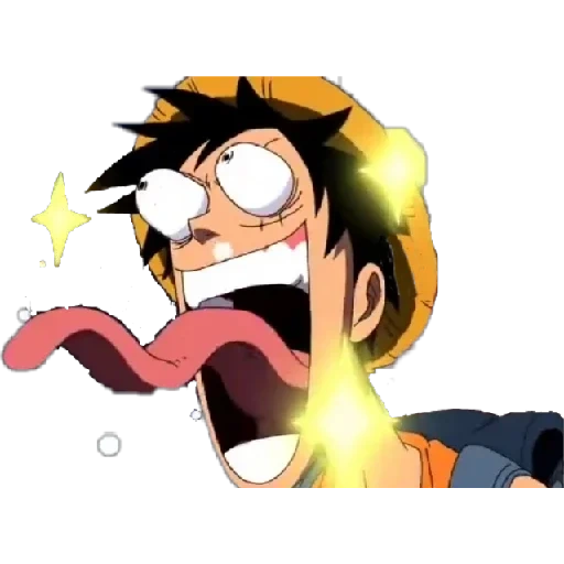 luffy, ide anime, karakter anime, luffy yang menyala, mulut besar luffy
