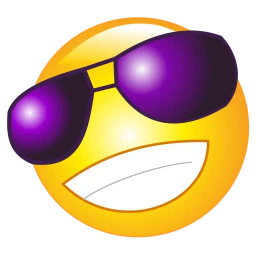 souriant, sourit emoji, smiley avec des lunettes, émoticônes cool