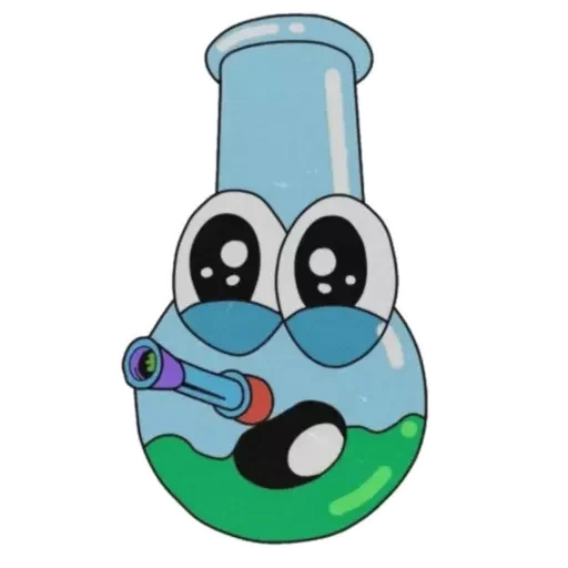 flask, project, bang cartoon, scientific illustration, kaphead's new character bong