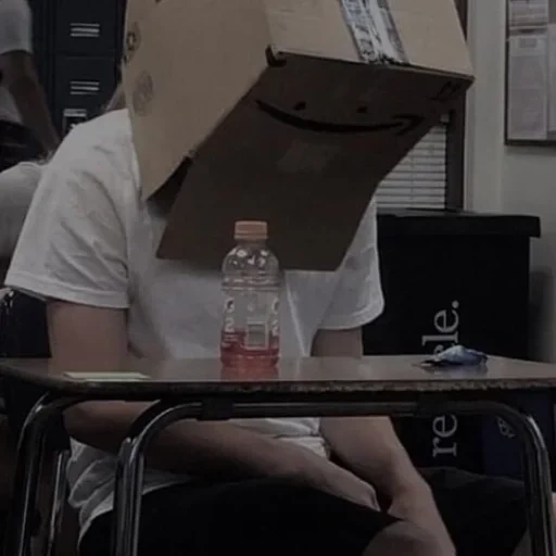 коробка, человек, коробка позора, коробка голове, картонная коробка