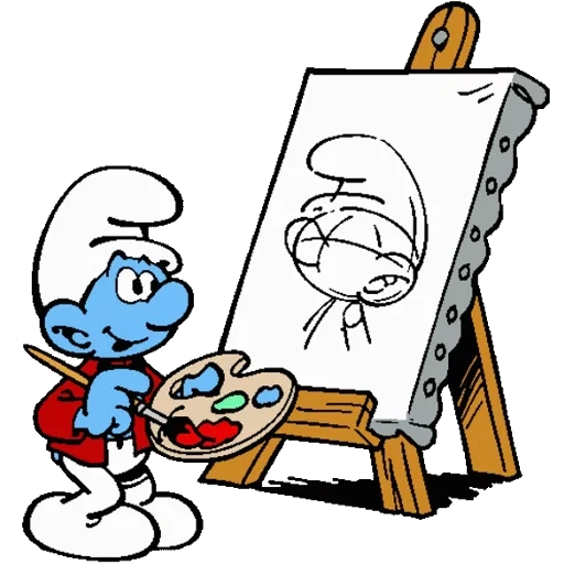 pitufo, pitufo, artista pitufo, dibujo de los pitufos, smurfs es un artista