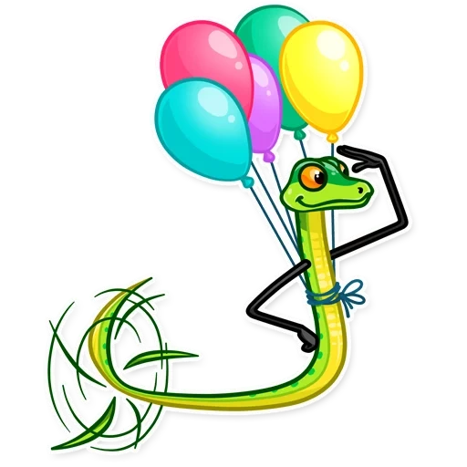 snake, pak snake, snake of aquarius, the frog is a ball, frog with balloons