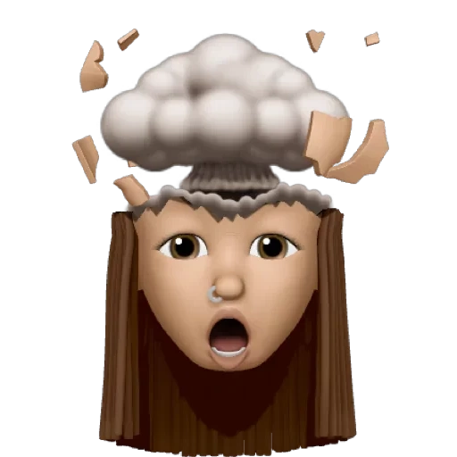 memoji brain explosion, explosión cerebral sonriente, girl, hombre, memoji