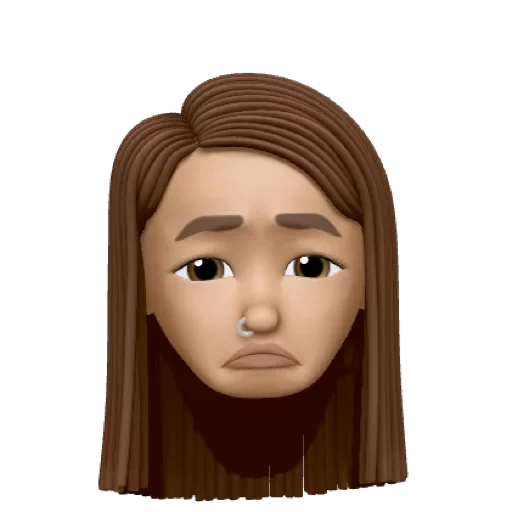garota emoji com cabelos castanhos, adesivos para whatsapp, emoji girl, emoji, memoji girl