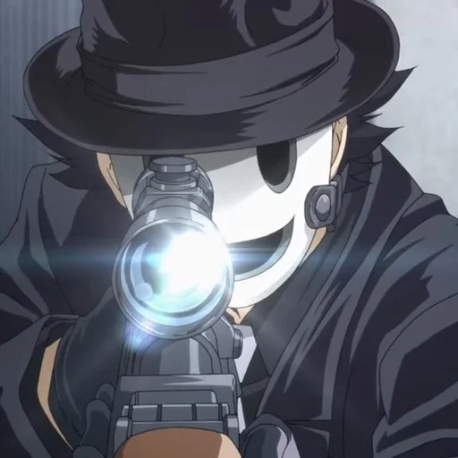 kamera, anime charaktere, scharfschützenmaske amv anime, mr sniper tenkuu shinpan, mr sniper tenkuu shinpan ohne maske