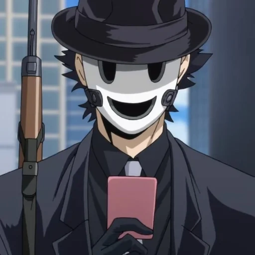 hombre de anime, personajes de anime, sniper musk anime, máscara de un francotirador de anime, sr sniper tenkuu shinpan