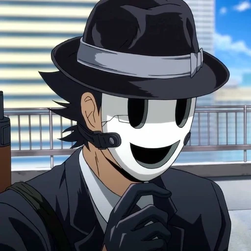 personajes de anime, anime de máscara de francotirador, hombre a la máscara anime, sr sniper tenkuu shinpan