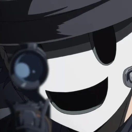 anime de máscara de francotirador, sniper musk animego, invasión celestial de anime, sniper de máscara shinpan tenkuu, sniper de máscara de invasión celestial