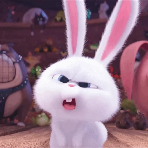 conejo enojado, bola de nieve de conejo, última vida del conejo casero, pequeña vida de mascotas conejo, bola de nieve de conejo la última vida de las mascotas 1