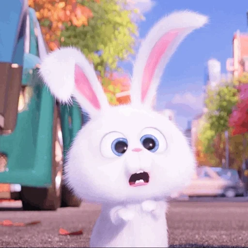 boule de neige de lapin, rabbit cartoon snowball, la vie secrète des animaux, vie secrète des animaux de compagnie 2, carton de lapin blanc vie secrète