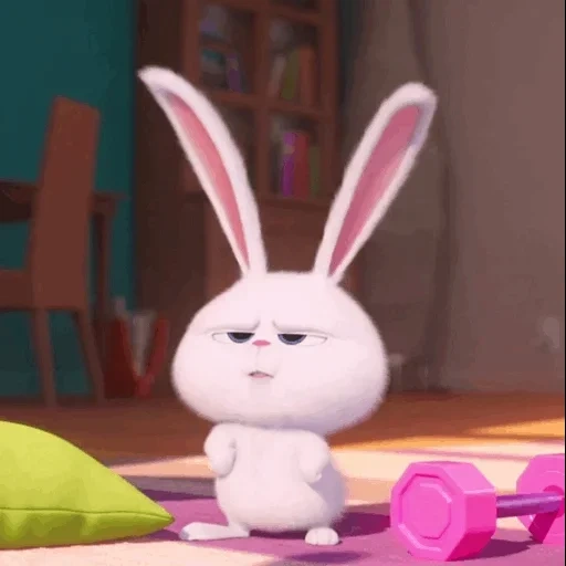 snowball rabbit, cheerful rabbit, rabbit secret life, pets life rabbit, last life of pets rabbit snowball