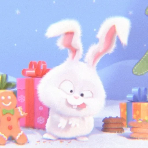 тайная жизнь домашних животных, кролик снежок, снежок заяц, новогодний кролик из мультфильма, тайная жизнь домашних животных заяц снежок