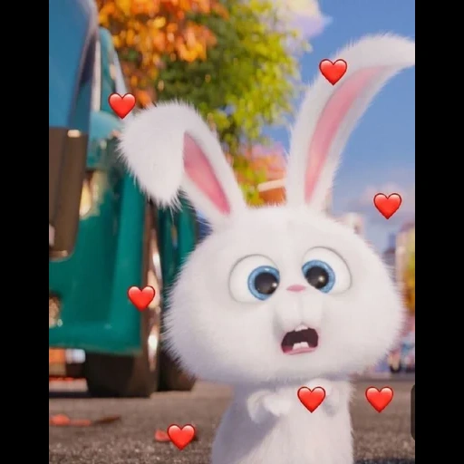 snowball di coniglio, bunny cartoon, cartone animato di palle di neve di coniglio, vita segreta degli animali domestici 2, life segreta del cartone animato coniglietto bianco