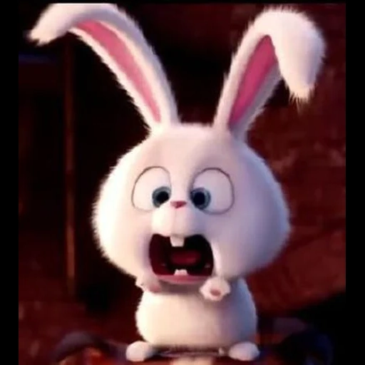 bunny malvagio, coniglio di palla di neve, coniglio dei cartoni animati, cartone animato sul coniglietto, toccando il cartone animato del coniglio