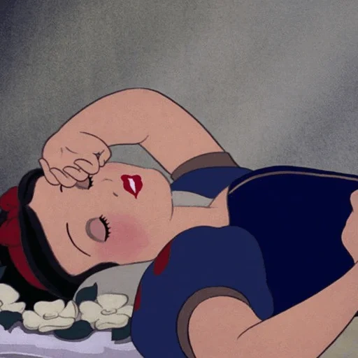 snow white is asleep, disney characters, disney snow white, the walt disney company, sleeping snow white disney 1937