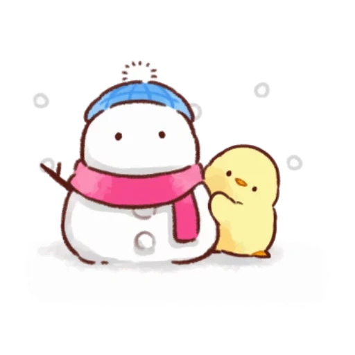 manusia salju kawai, soft and cute chick, nyeri perut yang lembut dan menggemaskan, chicken penguin soft meng cick