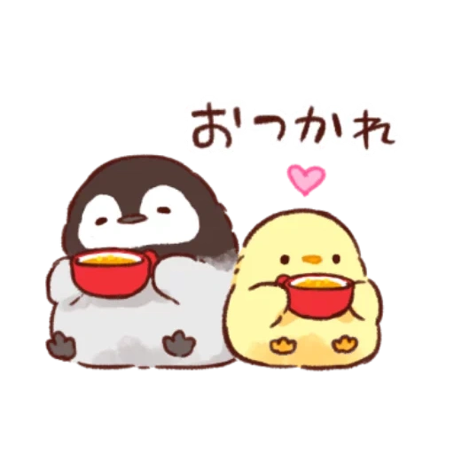 soft and cute chick, motif japonais de poulet, poulet pingouin doux mignon cick
