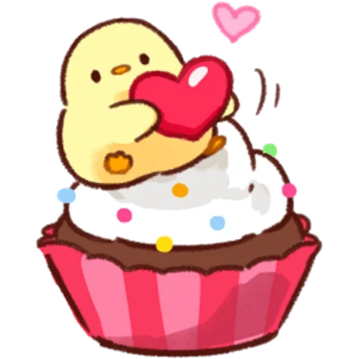 canard de kawai, motif de cupcake, kapkek kawai, petit muffin, motif de cupcake